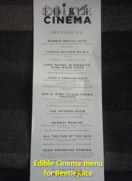 Edible Cinema menu for Beetlejuice